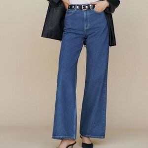Reformation Cary High Rise Slouchy Wide Leg Jeans wash color Indio